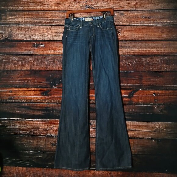 Paige Jeans Size 26 Robertson Low Rise Relaxed Wide Leg Flare Dark Wash USA Made - Picture 2 of 9